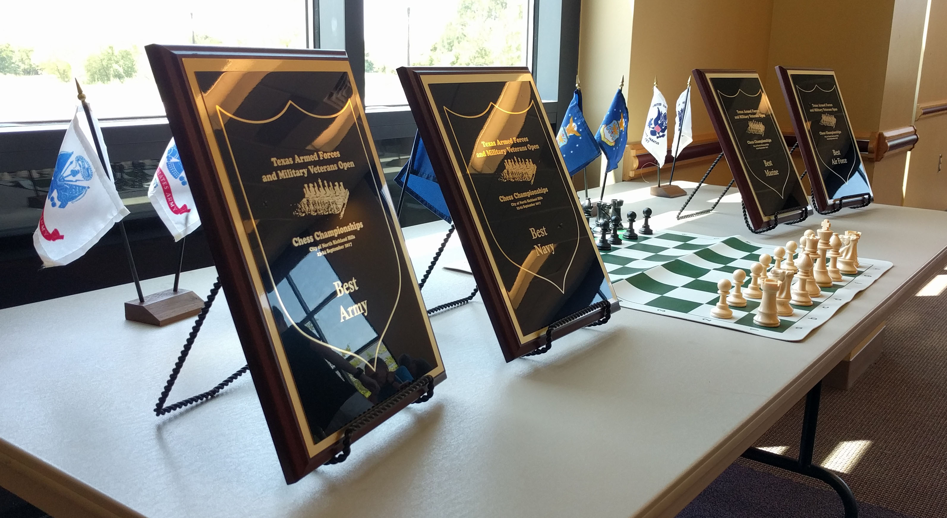 Photo of Award Plaques for 2017 Texas Armed Forces Chess Championship